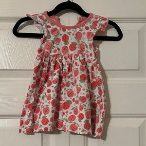 Strawberry Print Pink Kids Dress